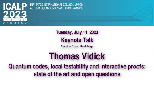 thumbnail of medium ICALP 2023 - Keynote talk - Thomas Vidick